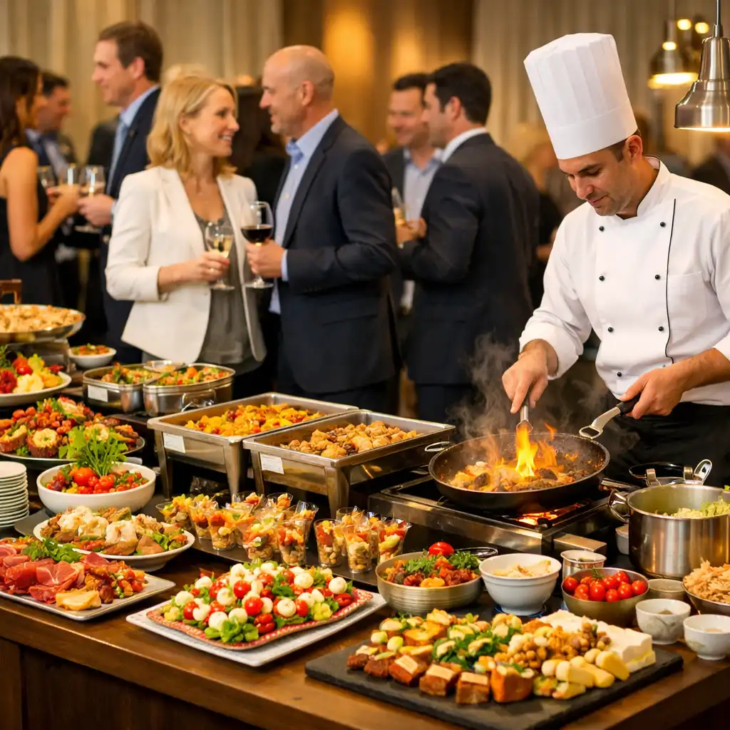 Bankiet firmowy z bufetem i stacją live cooking